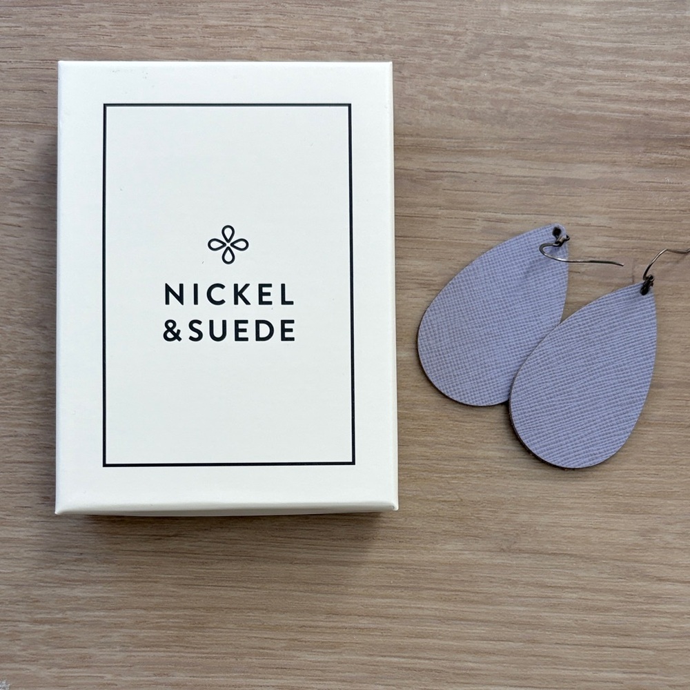 Nickel & Suede lavender leather earrings size small